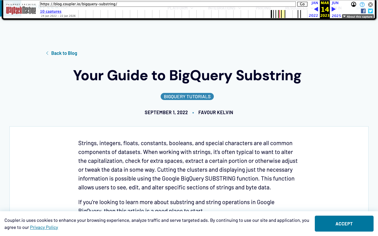 BigQuery SUBSTRING Function