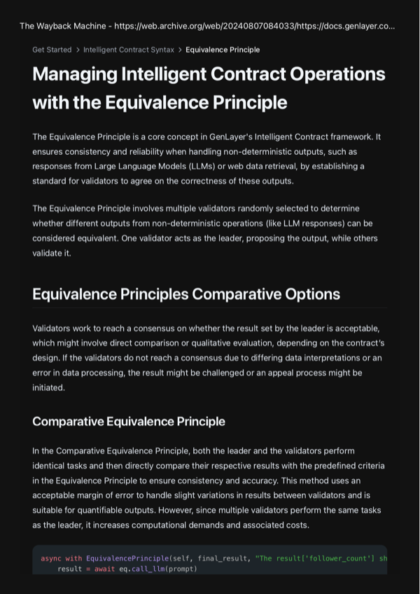 Managing Intelligent Contract Operations (Equivalence Principle)