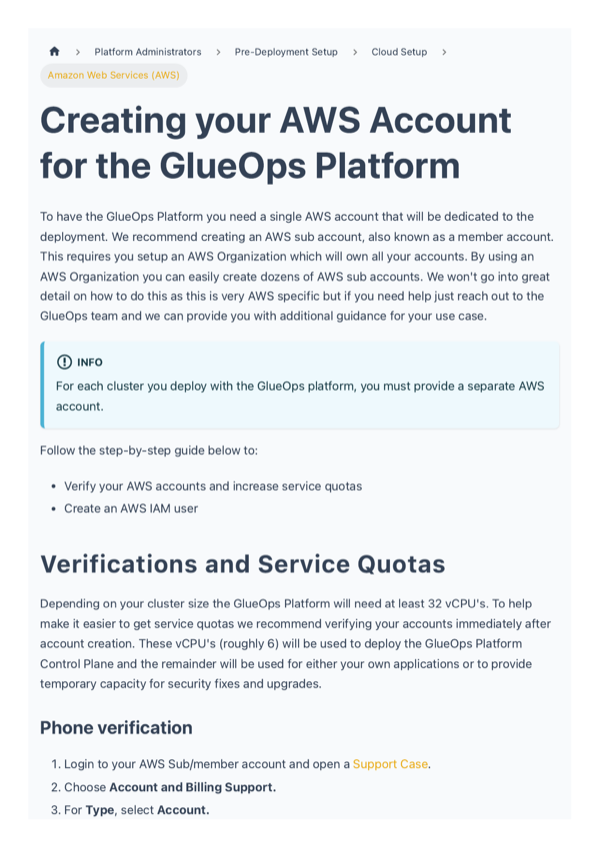 Creating Your AWS Account for GlueOps