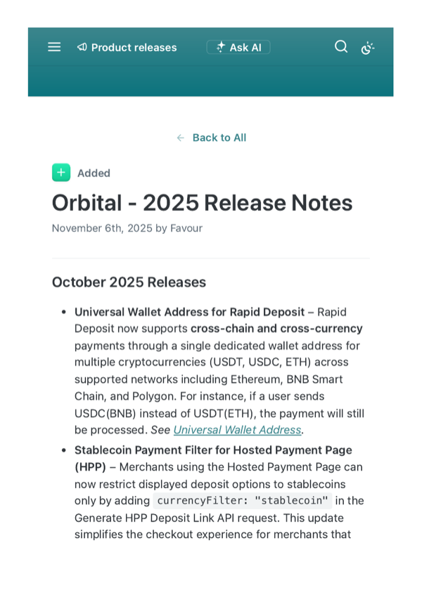 Orbital 2025 Release Notes