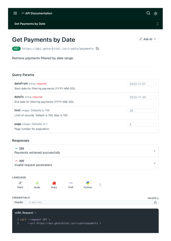 Get Payments by Date