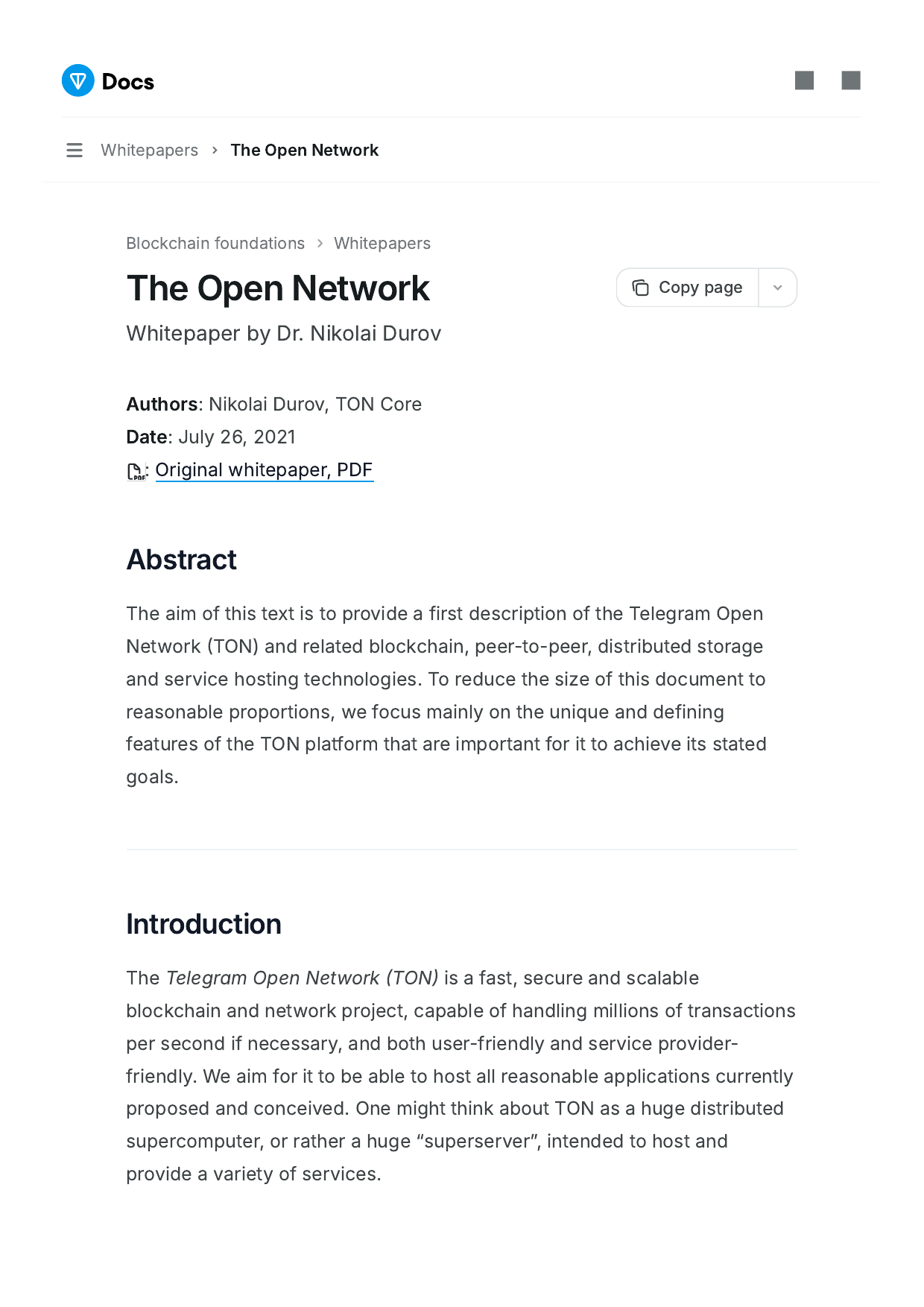 The Open Network Overview